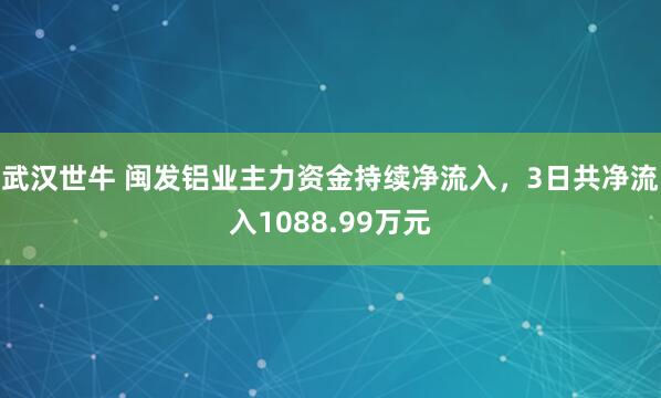 武汉世牛 闽发铝业主力资金持续净流入，3日共净流入1088.99万元